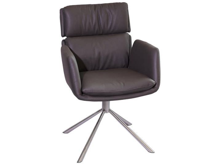 Novel Armlehnstuhl, Grau, Edelstahlfarben, Metall, Textil, Drehkreuz, 60x92x67 cm, SGS-geprüft, Stoffauswahl, Sitzfläche 360° drehbar, Esszimmer, Stuhl, Polsterstühle