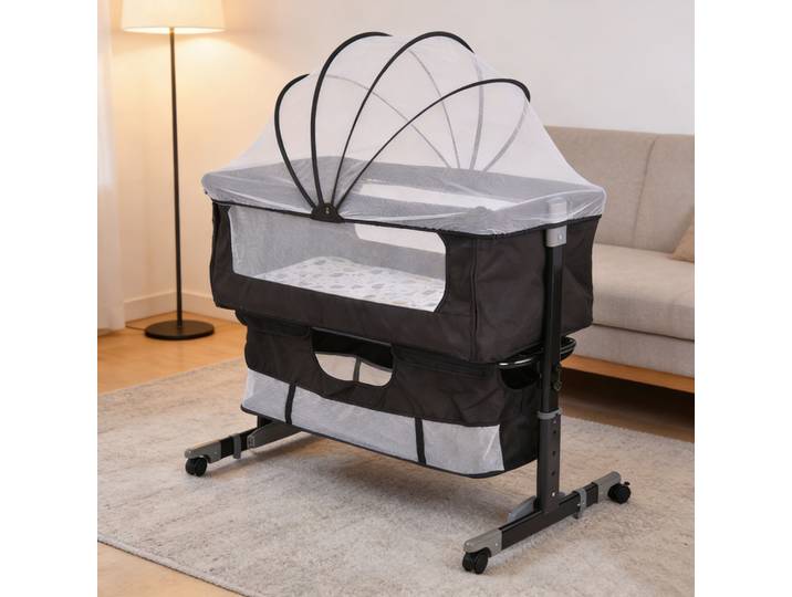 Lit cododo 3-en-1 pour bébé avec matelas, lit bébé, berceau pliant pour nouveau-né avec hauteur réglable, inclinaison et roulettes avec frein