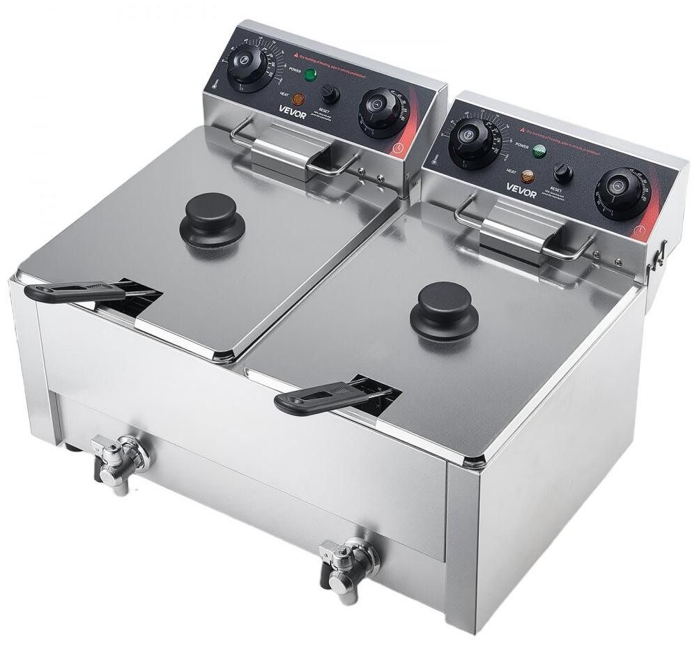 Selius Elektrische Dubbele Frituurpan - 5000 W - 18 Liter - RVS Tafelmodel