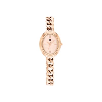 Quarzuhr TOMMY HILFIGER "Demi Oval", rosa (roségoldfarben), Armbanduhren, Damen, Quarzuhr, Armbanduhr, Damenuhr, Edelstahlarmband, analog