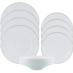 Tafelservice Platinium Weiß/Silber 12-teilig