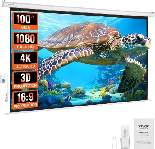 VEVOR Gemotoriseerd Projectiescherm 100 inch 16:9 Full HD Wit