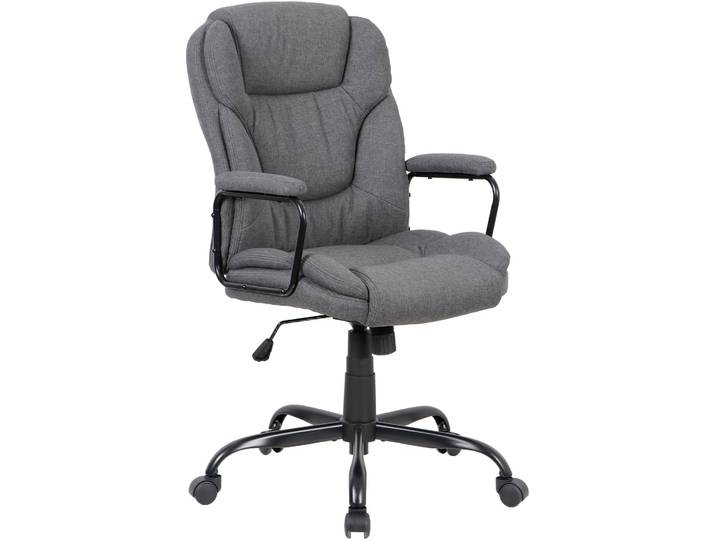 Chefsessel BYLIVING Sting , grau (grau, schwarz, grau), B:57cm H:109cm T:67cm, Metall, Polyester, Stühle, Chefsessel, gemütlich gepolsterter Bürostuhl mit viele Einstellungsmöglichkeiten