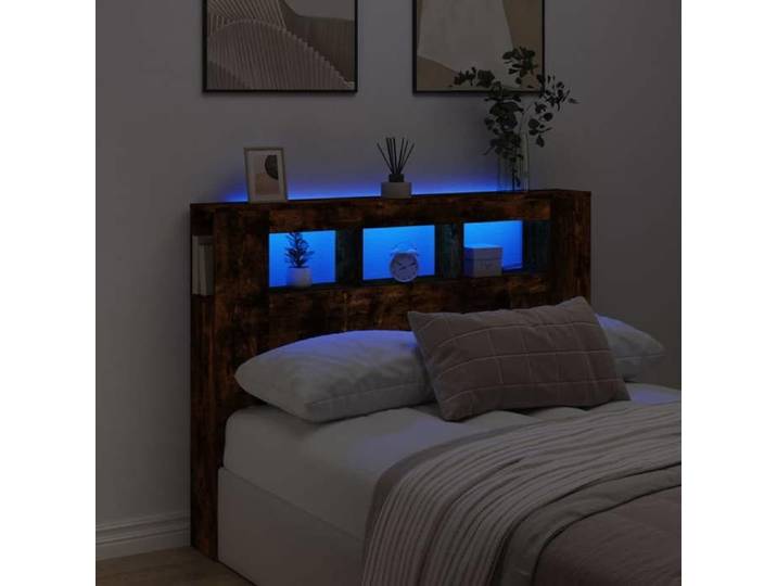 Tête de Lit à LED Tête de Cadre de Lit Accessoire de Lit Double Meuble de Chambre à Coucher Maison Intérieur 837348