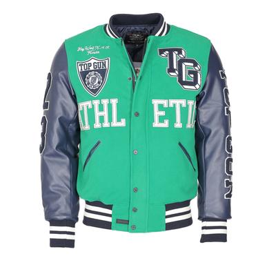 Collegejacke TOP GUN "TG23001", Herren, Gr. 3XL, grün, Obermaterial, Futter, Wattierung, Strick: 100% Polyester . Beschichtung Ärmel: 100% Polyurethan, Jacken Collegejacke