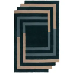 WOLLTEPPICH HALLEIN, geometrisch, Türkis-Beige, 150 x 240 cm