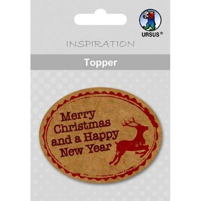 URSUS Topper Topper, Motiv 20, Merry Christmas and happy new Year, oval