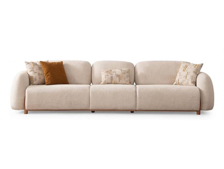 Xlmoebel 3-Sitzer Sofa Modern Beige Kuschelig Flauschig Elegant Einladend, 1 Teile, Kuschelig, Flauschig, Elegant, Einladend