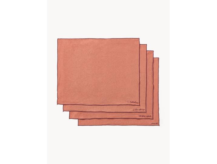 Sets de table en lin avec broderie Cosmo, 4 pièces