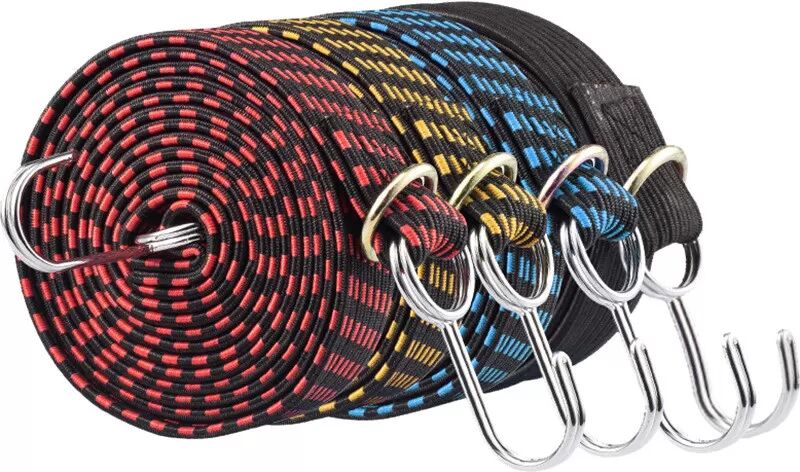 INF Elastischer Gepäckgurt mit Haken Schwarz 4 m