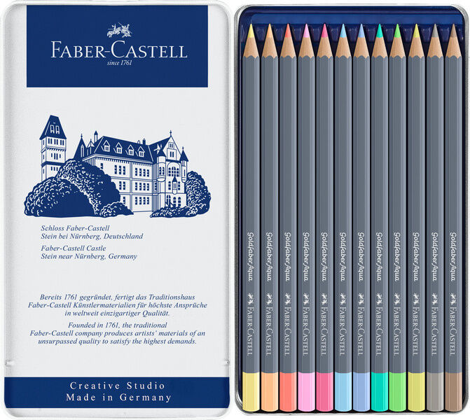 Faber Castell Goldfaber Aquarelpotloden - set 12 stuks - Pasteltinten   4005401146391   Verf