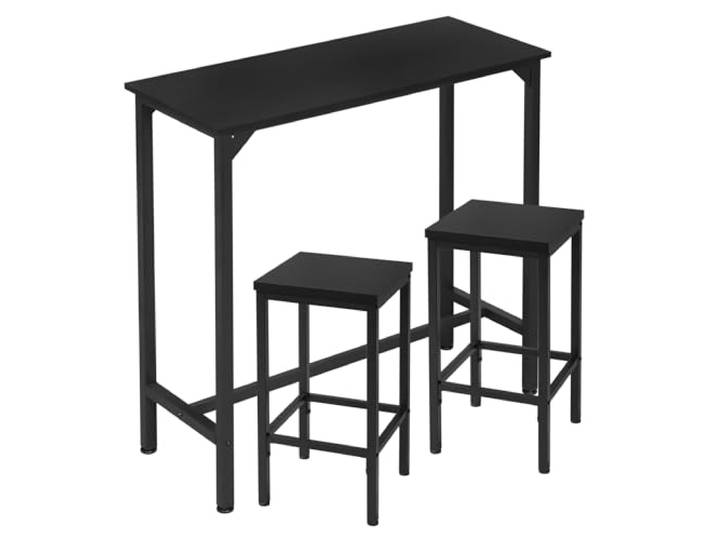 EUGAD Bartisch mit Barhocker Set, Stehtisch mit 2 Hockern, Essgruppe Küchentisch mit Küchenstühlen, Esstisch, Küchenhocker, Tresenhocker, Schwarz