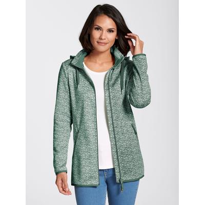 Kapuzenfleecejacke CASUAL LOOKS, Damen, Gr. 40, grün (grün, weiß, gemustert), 100% Polyester, bedruckt, gemustert, mehrfarbig, Jacken