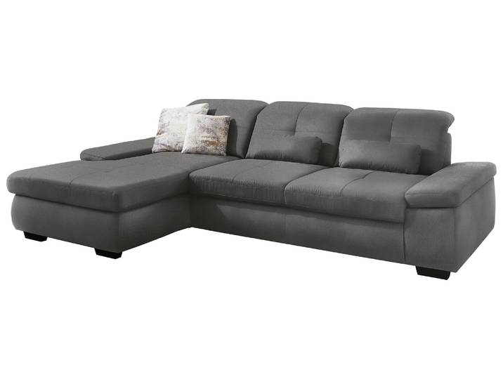 Ecksofa, Kaltschum-Polsterung, Grau, 309×195 cm, Sitztiefenverstellung, L-Form, DIE PLANBAR