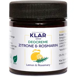 30ml KLAR Deocreme Zitrone & Rosmarin