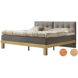 Hasena »Tropea« Boxspringbett 180x200 cm / Wildbuche natur, geölt / Kul smoke / fest