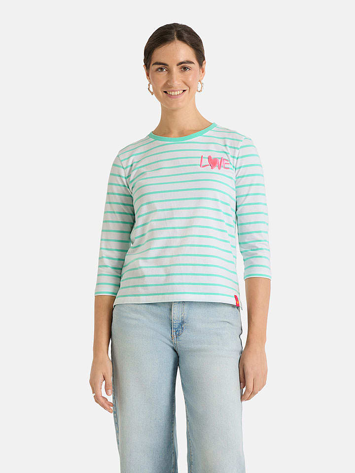LIEBLINGSSTÜCK Longsleeve "Hera" in Grün/ Weiß - 3XL