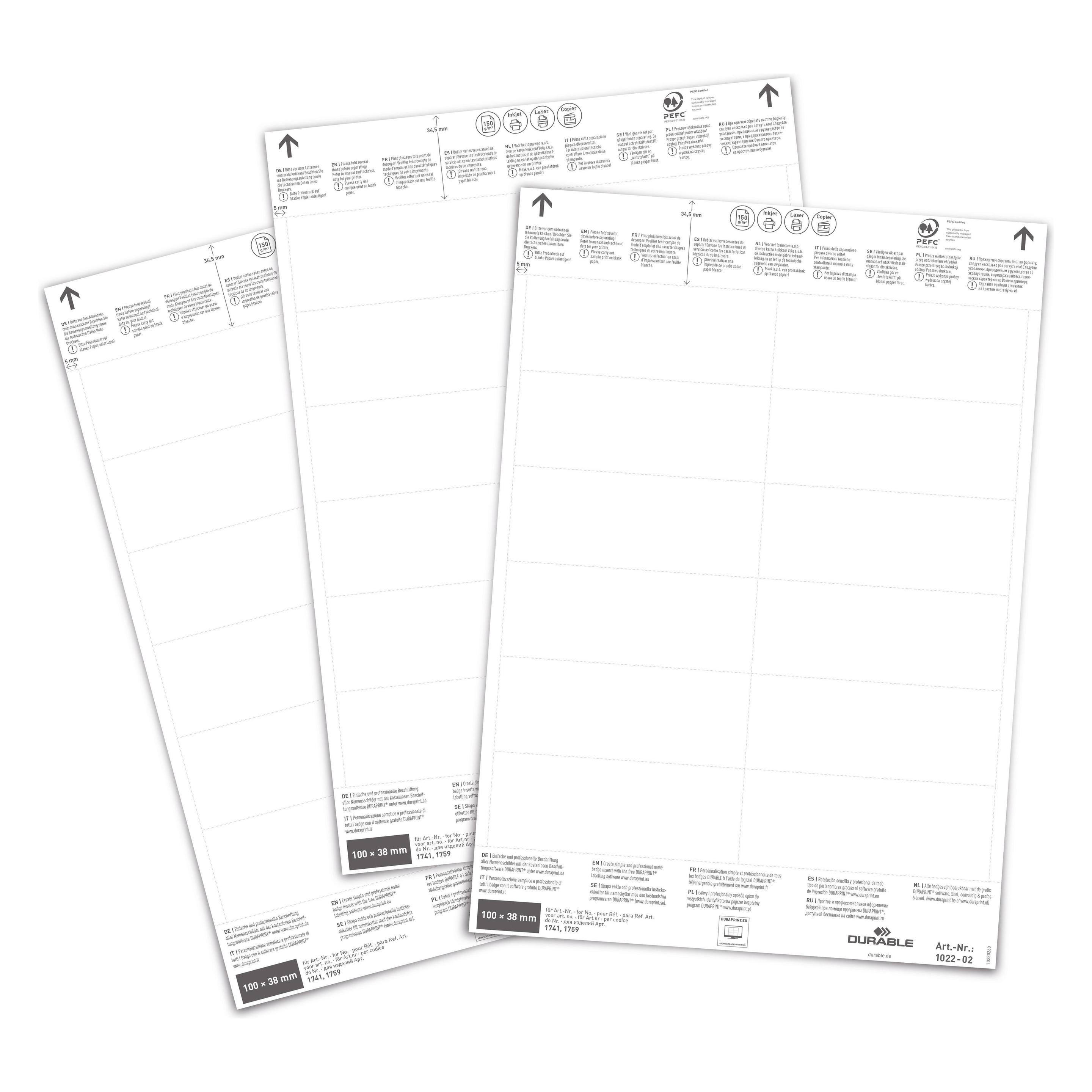 Durable Einsteckschilder für Logistiktaschen 100 x 38 mm (102202)