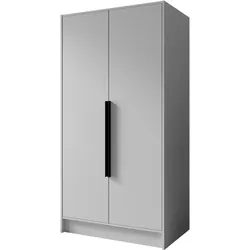 DREHTÜRENSCHRANK Pavia ohne Spiegel, Weiß mit mit schwarzen Griffen, 100 cm