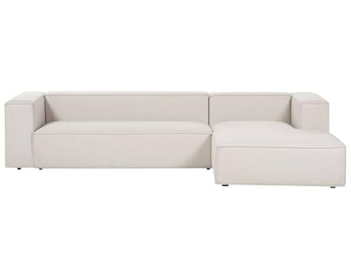Beliani 3-Sitzer Ecksofa L-förmig beige mit Chaiselongue Links breite Armlehnen Vernon