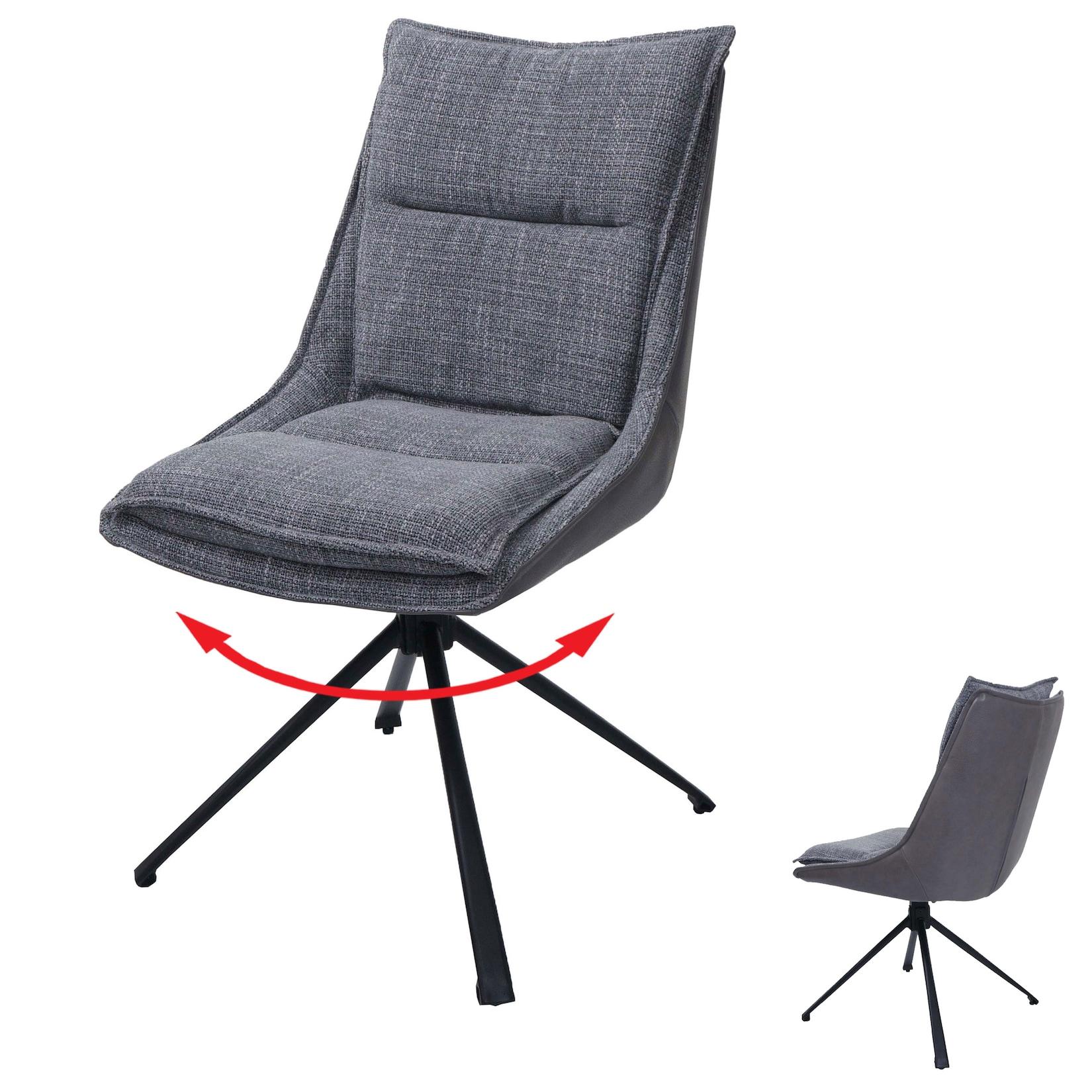 Esszimmerstuhl MCW-N71, Küchenstuhl, drehbar Auto-Return, Stoff/Textil (420g/m²) Kunstleder ~ grau