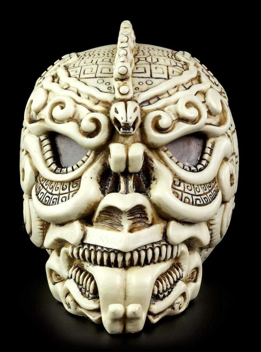 Handgeschilderde Aztec Schedel Decoratie - Wit - Hoogte: 145 cm