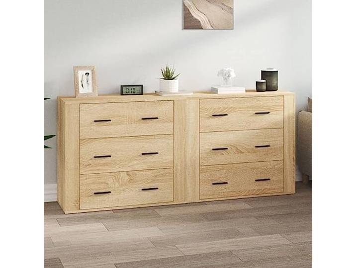 RJPLMFV Anrichte, 2 Stück, Eiche Sonoma, Holz Wohnzimmermöbel, Aufbewahrungsschrank, feuchtigkeitsbeständige Oberfläche, Wandbefestigung inklusive