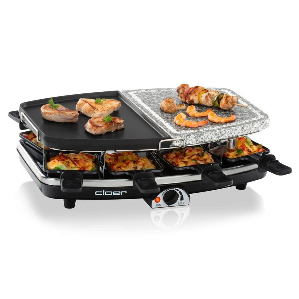 Cloer Raclettegrill 6435 met natuursteenplaat en aluminium gietplaat