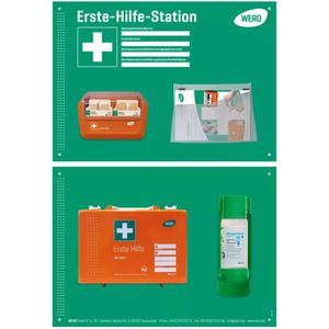 Wero Erste-Hilfe-Station REF 210281, Erste-Hilfe-Koffer, Pflasterspender & Augenspülung, 145-teilig