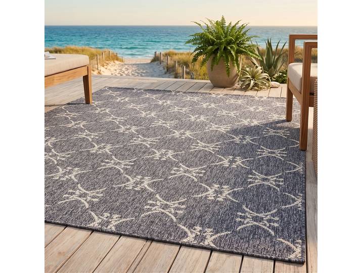 Teppich SANSIBAR Nordsee Beach SA-034 , grau (anthrazit), B:160cm H:5mm L:230cm, Polypropylen, Teppiche, Teppich, modernes Design, Motiv: gekreuzte Säbel, In- und Outdoor geeignet