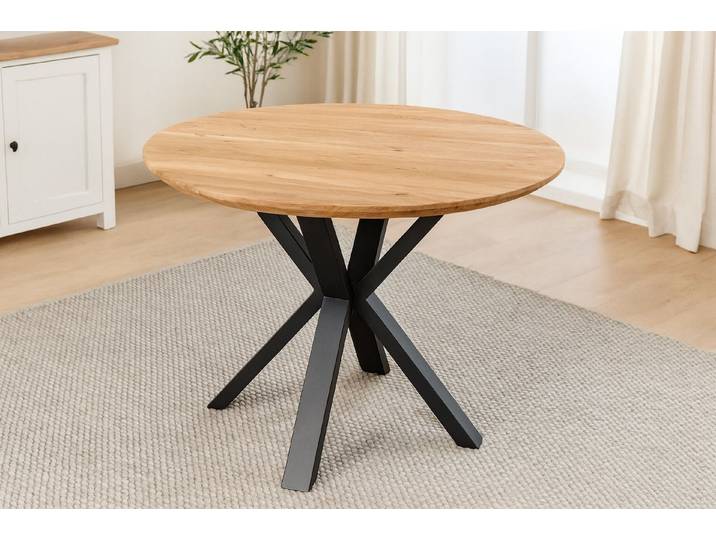 SAM® Esstisch Zoey, Akazienholz, Schweizer Kante, Metallgestell Spider oder Vierfuß
