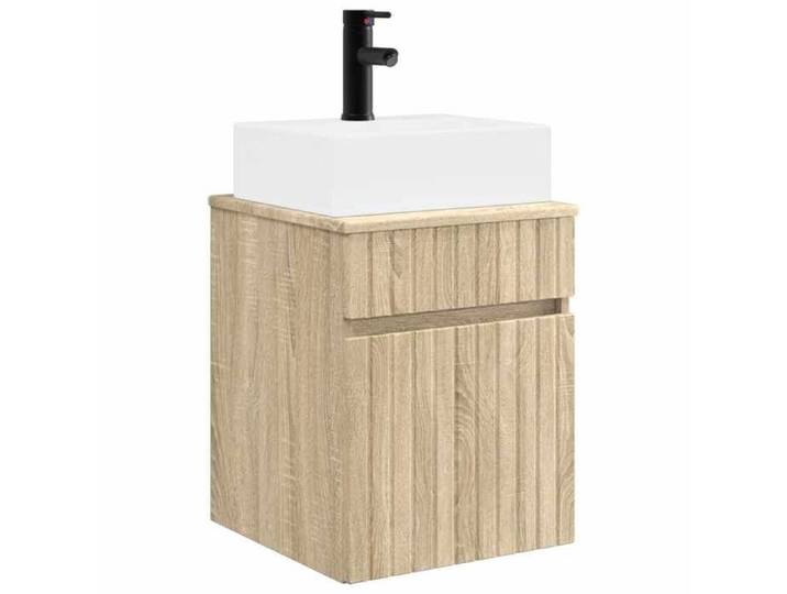 Meuble - Armoire WC - Marron - Meuble-sèche avec évier mural Chêne Sonoma 39x41x62 5 cm_3948