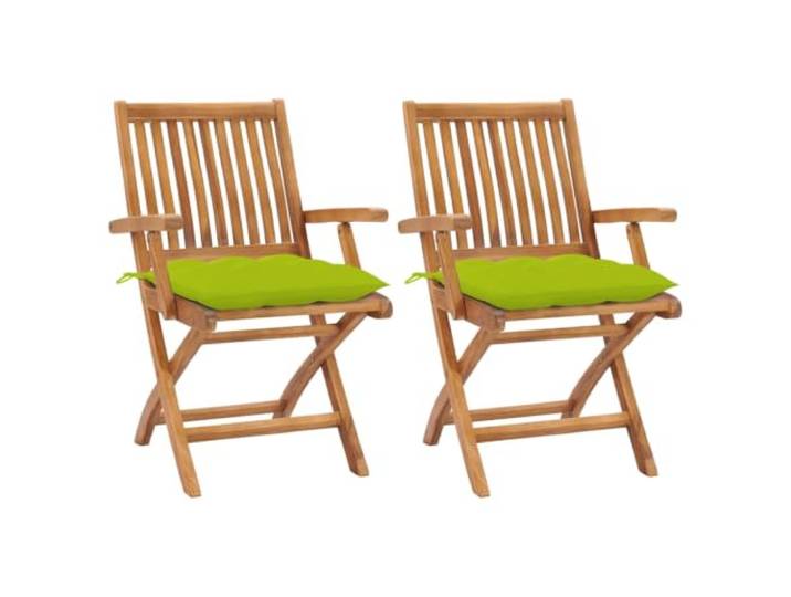 YUTAASU Klappstühle 2 Stück Massives Teakholz mit Hellgrünen Kissen Wetterbeständig, Ergonomisches Design, Platzsparend Faltbar, Belastbar bis 110 kg