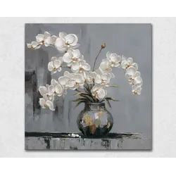 La Casa »Orchideen in Vase« Ölbild handbemalt 80x80 cm