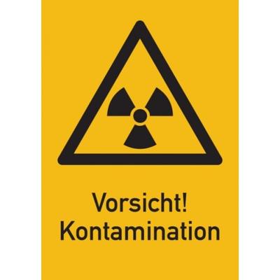 König Werbeanlagen Warnschild Strahlenschutz Vorsicht! Kontamination (WS 140) - 210x297x0.45 mm Aluminium geprägt