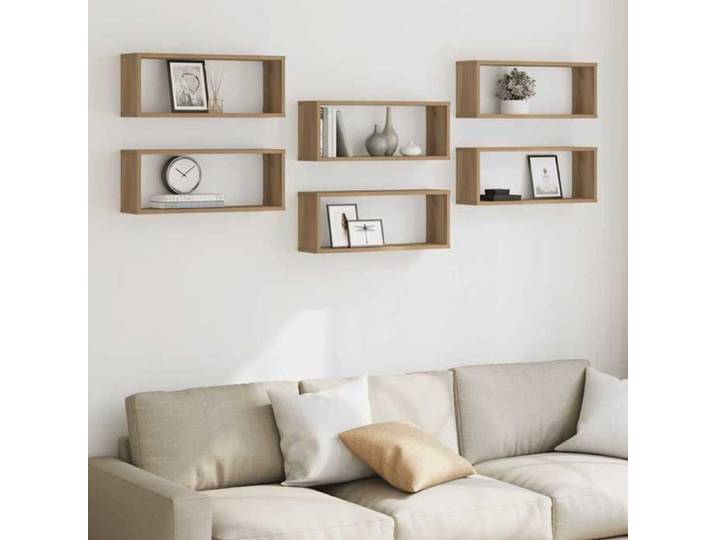 Elégant Armoire/Meuble Étagères murales sous forme de cube 6 pcs - chêne artisanal - &2679562