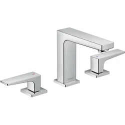 hansgrohe Metropol 3-Loch Waschtischarmatur 110, Hebelgriffe, Push-Open Ablaufgarnitur, Ausladung 132mm, 32514000