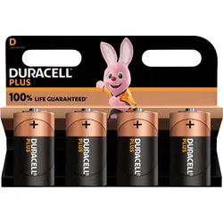 DURA PLUS D4 - Duracell Plus, Alkaline Batterie, D (Mono), 4er-Pack