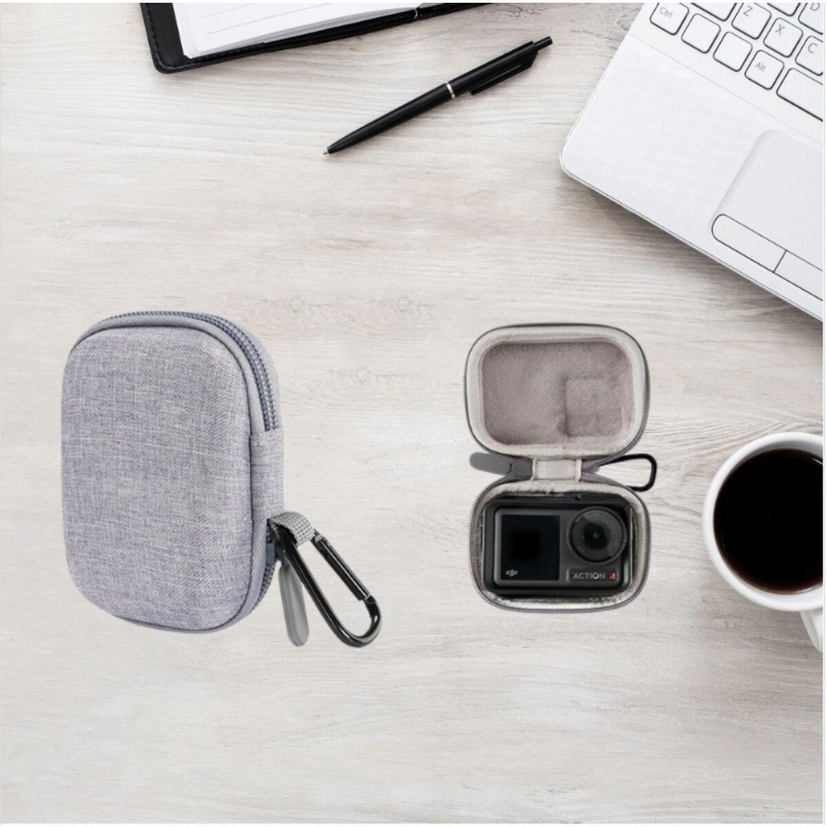 INF EVA-Canvas-Schutzetui kompatibel mit DJI Osmo Action 3/4/5 Pro - Wasserdichte Ein-Kamera-Tasche Grau