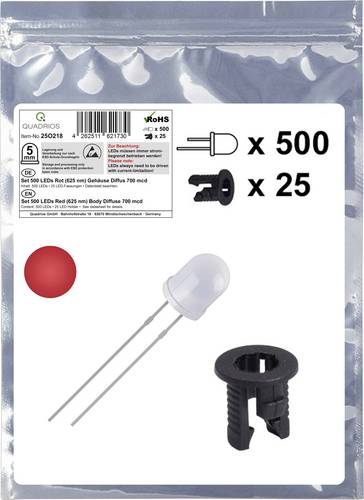 Quadrios 25O218 LED-Sortiment Rot Rund 5mm 700 mcd 20mA 2.0V