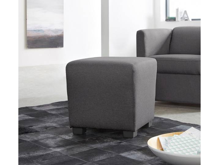 Hocker, Luxus-Microfaser, Schwarz, 46×43×46 cm, Polsterhocker, Klassisch, Inosign