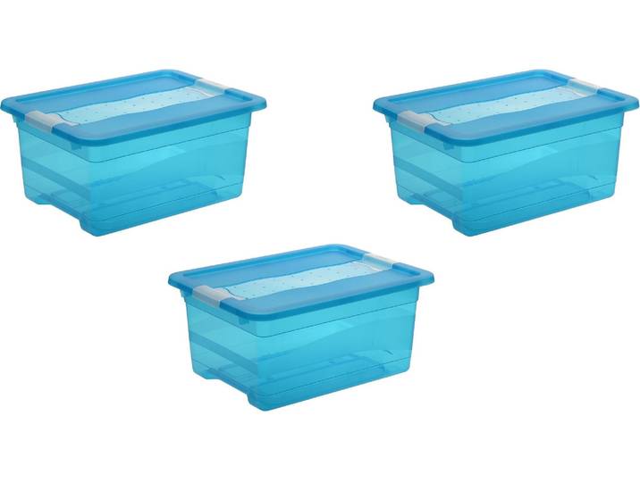 Organizer KEEEPER cornelia , blau, B:29,5cm H:17,5cm T:39,5cm, Kunststoff, Aufbewahrungsboxen, Organizer, Aufbewahrungsbox, 12 L, mit Deckel, Schiebeverschluss