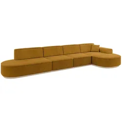 ECKSOFA Ottomane Rechts MARI-L3-v1 - 413x171x83 cm Senfgelb Cord