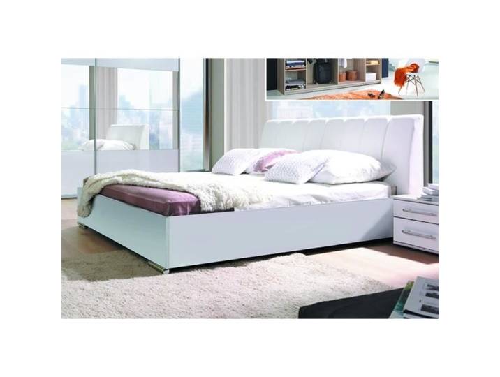 Lit Design en simili cuir - MEUBLORAMA - VERONA - 160x200 cm - Blanc - Sommier inclus