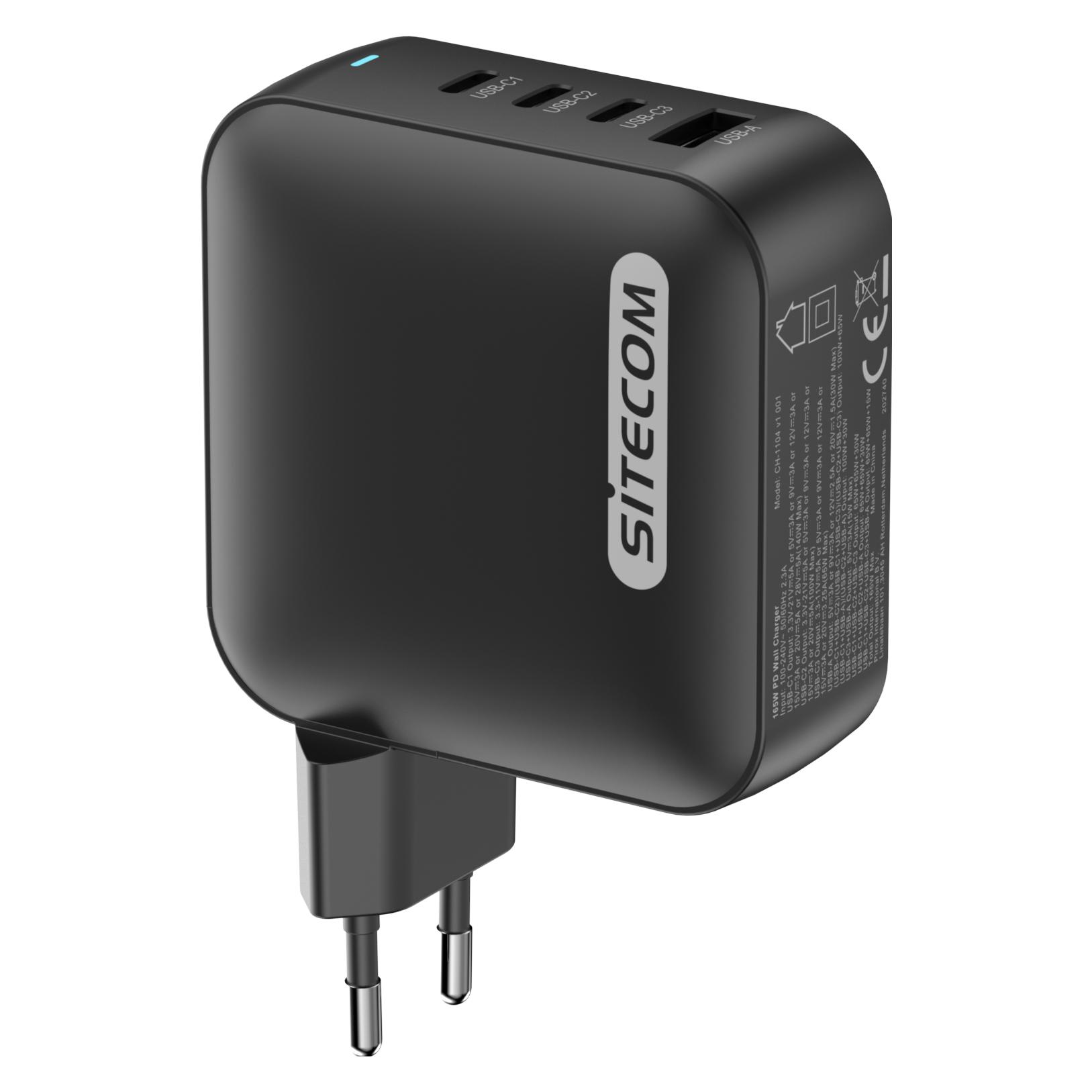Sitecom 165W GaN Power Delivery Wall Charger oplader (165 W, 4 Ports) (CH-1104)