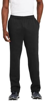 Sport-Tek ST257 Open Bottom Sweatpant in Black size XS   Polyester Blend