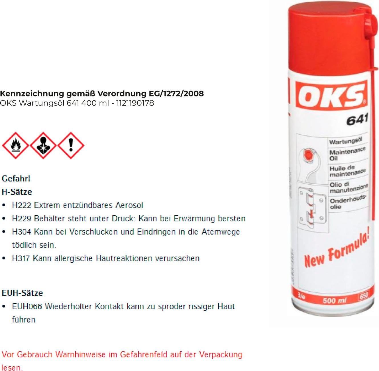OKS Onderhoudsolie 641, 400 ml spuitbus
