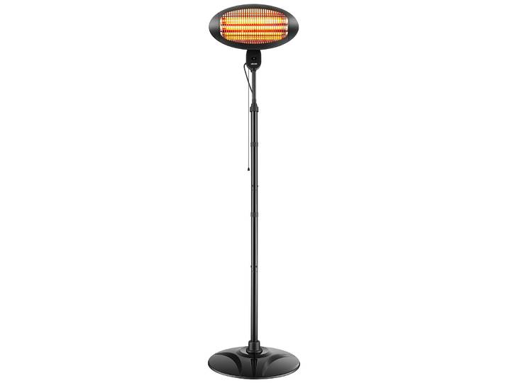 VEVOR Radiateur Infrarouge 2000 W sur Pied\, Chauffage Extérieur Infrarouge\, pour Terrasse\, Jardin et Balcon\, 3 Niveaux de Chauffage\,par Cordon\, Hauteur Réglable\, Acier Laminé à Froid\, Noir