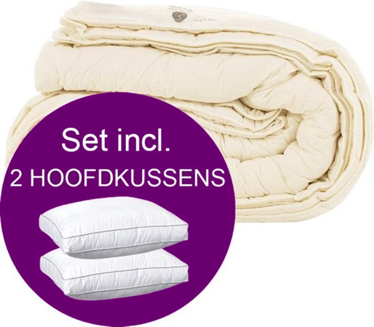 TIMZO Wollen 4-Seizoenen Dekbed Set met 2 Hoofdkussens, Litsjumeaux, 240 x 220 cm