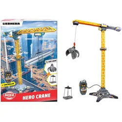 Dickie Toys Liebherr Hero Crane 125 cm mit Kabel-Fernsteuerung, Licht und Greifer